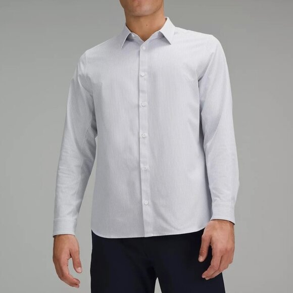 Lululemon New Venture Classic Fit LS Shirt ISWB Blue/White Thin Stripe - Picture 1 of 9